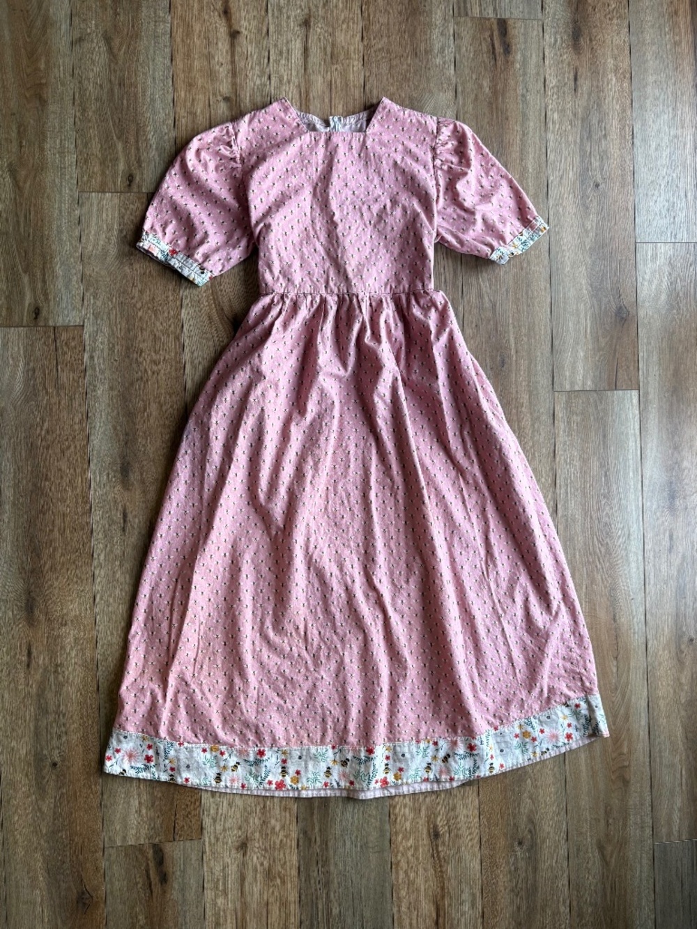 Handmade Cottagecore Bumblebee Floral Puff Sleeve Tie Back Prairie Dress